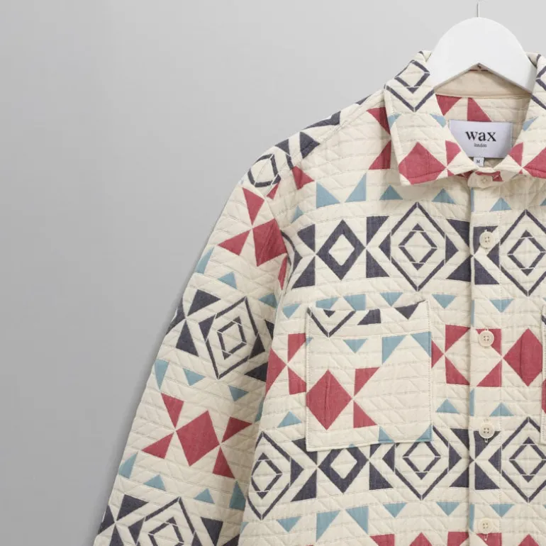 WAX LONDON Otto Overshirt in Ecru/Red