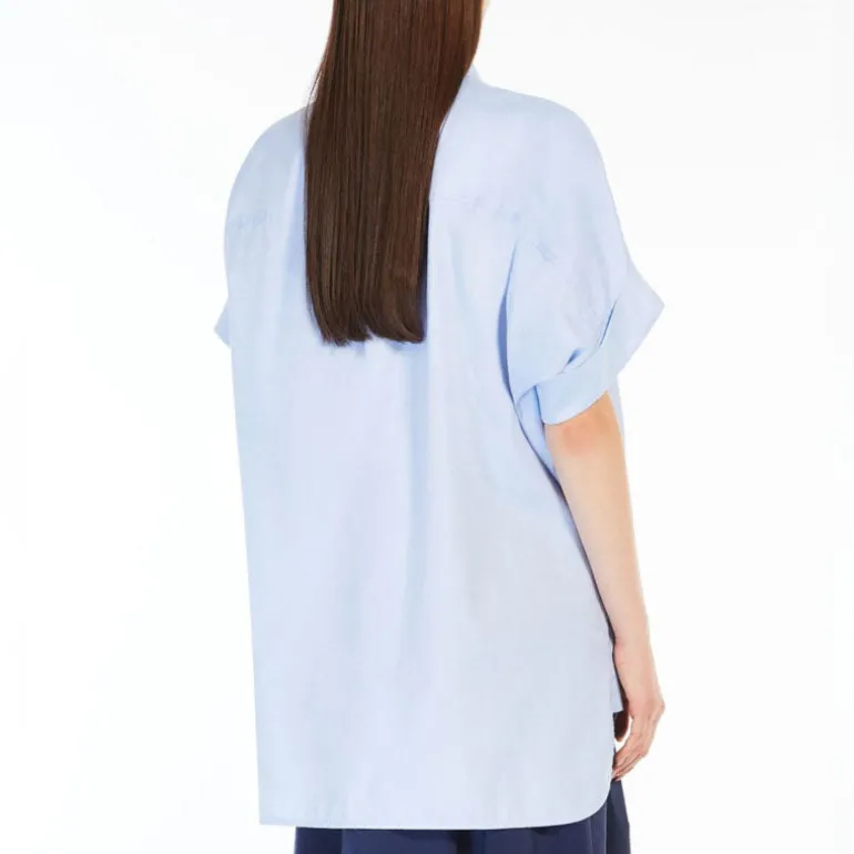 Weekend MaxMara Brema Cotton Poplin Shirt in Light Blue