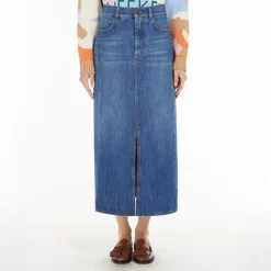 Weekend MaxMara Gesso Denim Midi Skirt in Navy Medium