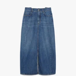 Weekend MaxMara Gesso Denim Midi Skirt in Navy Medium