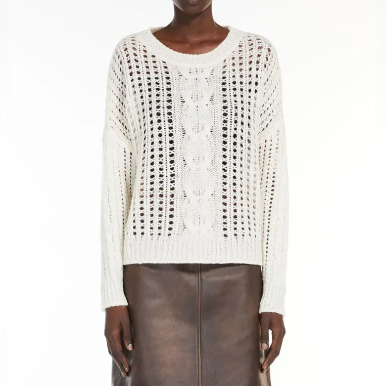 WEEKEND MAXMARA Grammo Oversized Wool Sweater in Ecru