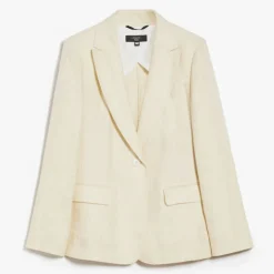WEEKEND MAXMARA Nalut Linen Canvas Blazer in Sand