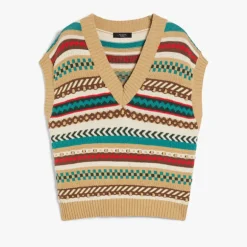 Weekend MaxMara Vicino Knitted Waistcoat in Biscuit
