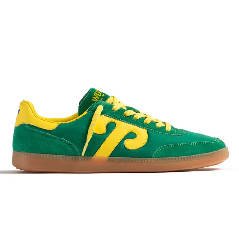 WUSHU Mens Gong Sneakers in Green/Yellow