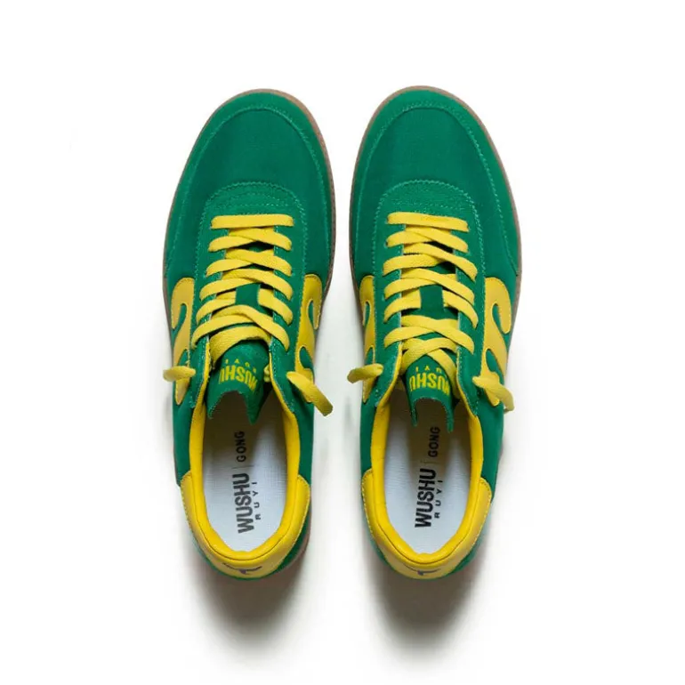 WUSHU Mens Gong Sneakers in Green/Yellow