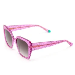 ZOE DE PASS Diana Square Sunglasses in Pink Glitter