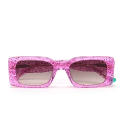 ZOE DE PASS Grace Rectangle Sunglasses in Pink Glitter