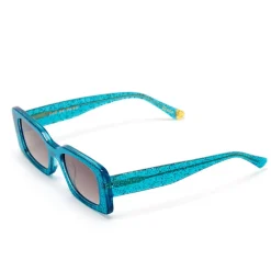 ZOE DE PASS Grace Rectangle Sunglasses in Blue Glitter